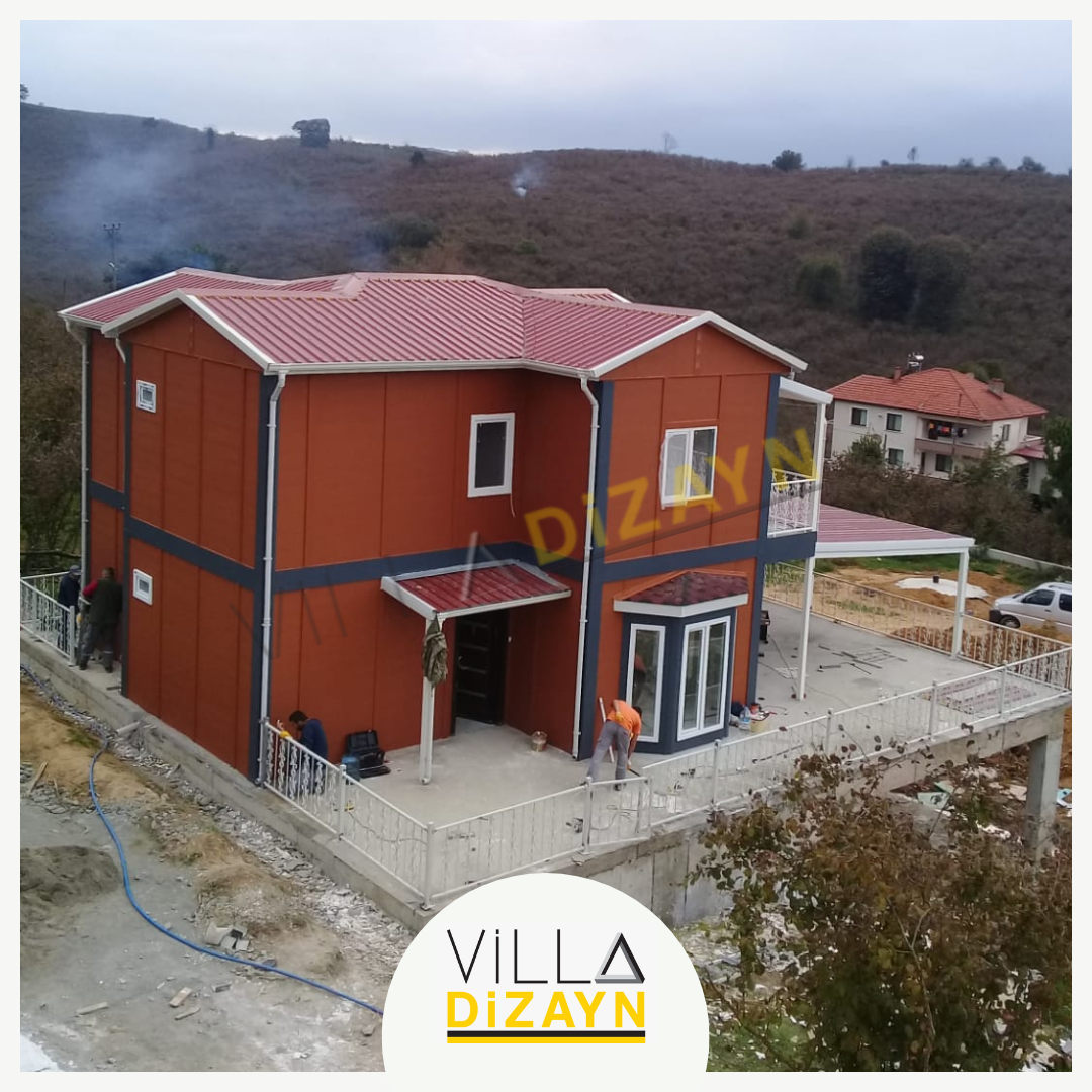 cumbalı dubleks prefabrik ev